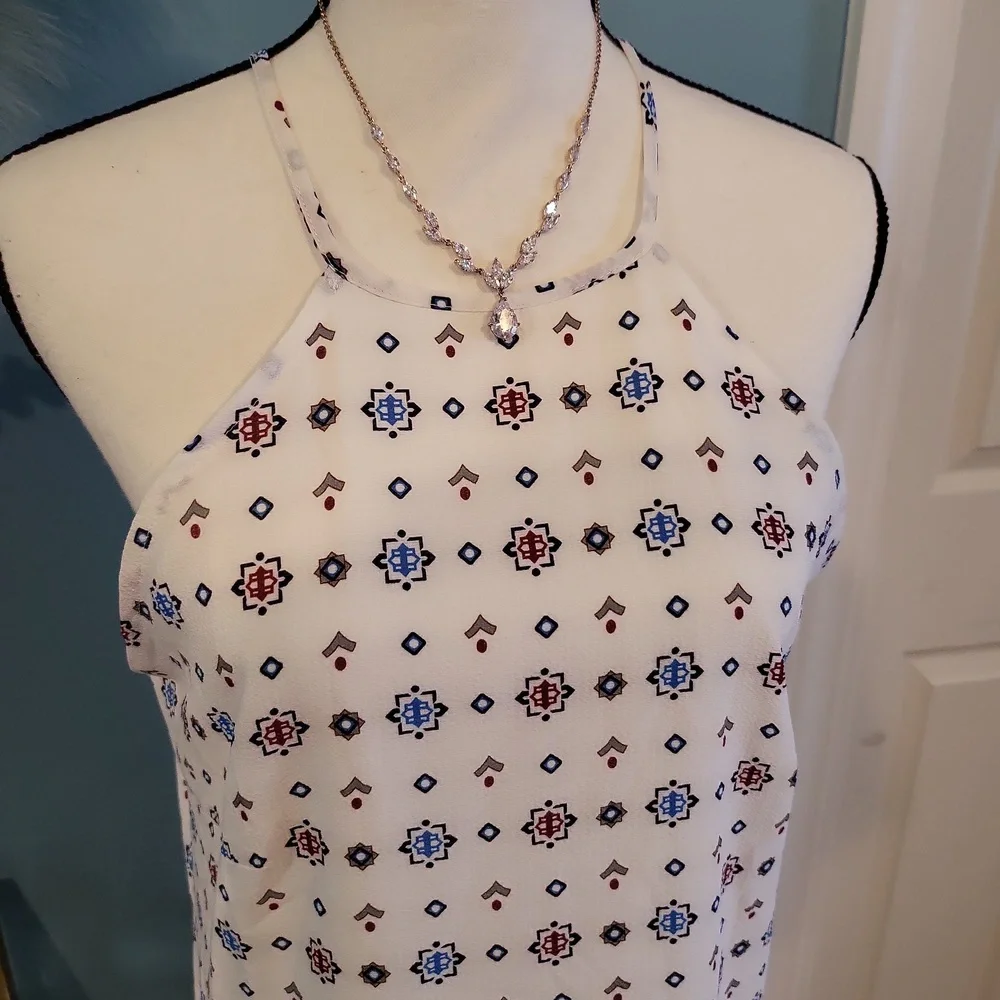 Shein Midi Geometric White Dress - Picture 2 of 8